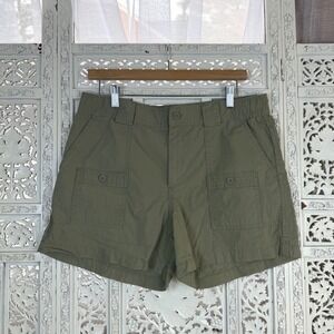 Vtg‎ Y2K GAP Khaki Green Cargo Shorts Womens 12 Multi Pocket Outdoors Granola